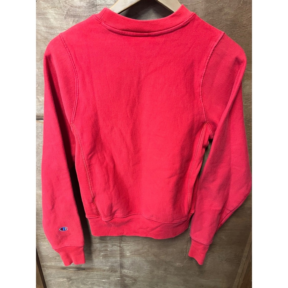 Champion Reverse Weave Sweatshirt Red Crewneck Embroidered Logo XS - Picture 4 of 6